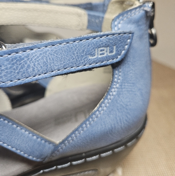 JBU Northstar Laser Cut Wedge Sandals Navy Blue Size 10 Medium EUC - Picture 6 of 12